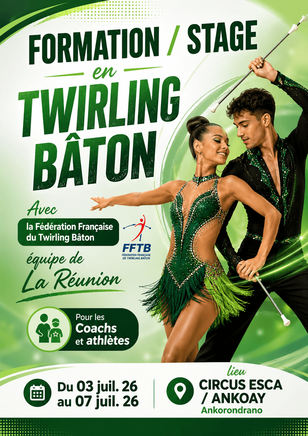 Affiche officielle du Stage Twirling Bâton 2026